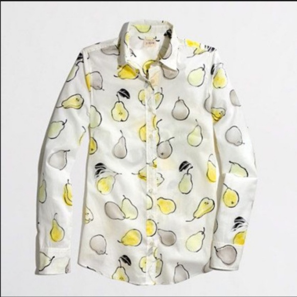 J.Crew Pear Print Perfect Shirt